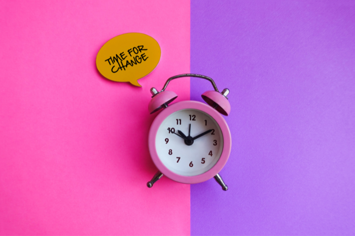 Time for change with alarm clock